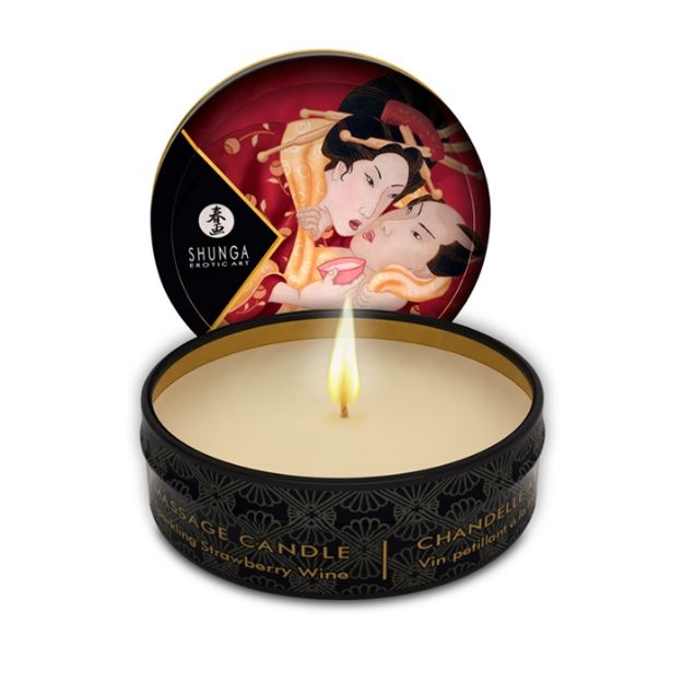 Image de SHUNGA MINI CHANDELLE A MASSAGE FRAISE CHAMPAGNE