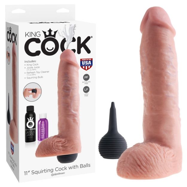 Image de KING COCK 11" SQUIRTING COCK W/ BALLS FLESH