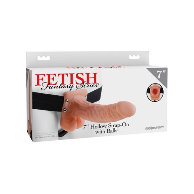 Image de FFS 7" HOLLOW STRAP-ON WITH BALLS - FLESH