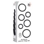 Image de A&E 6-Piece Penis Ring Set - Silicone black