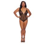 Image de Crotchless Mesh Teddy - Black - Plus Size